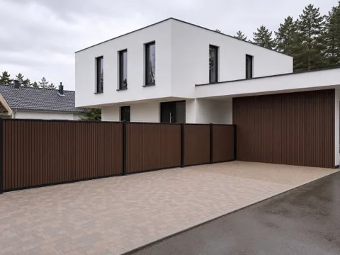 Modern home finished with exterior WPC composite siding and wall cladding