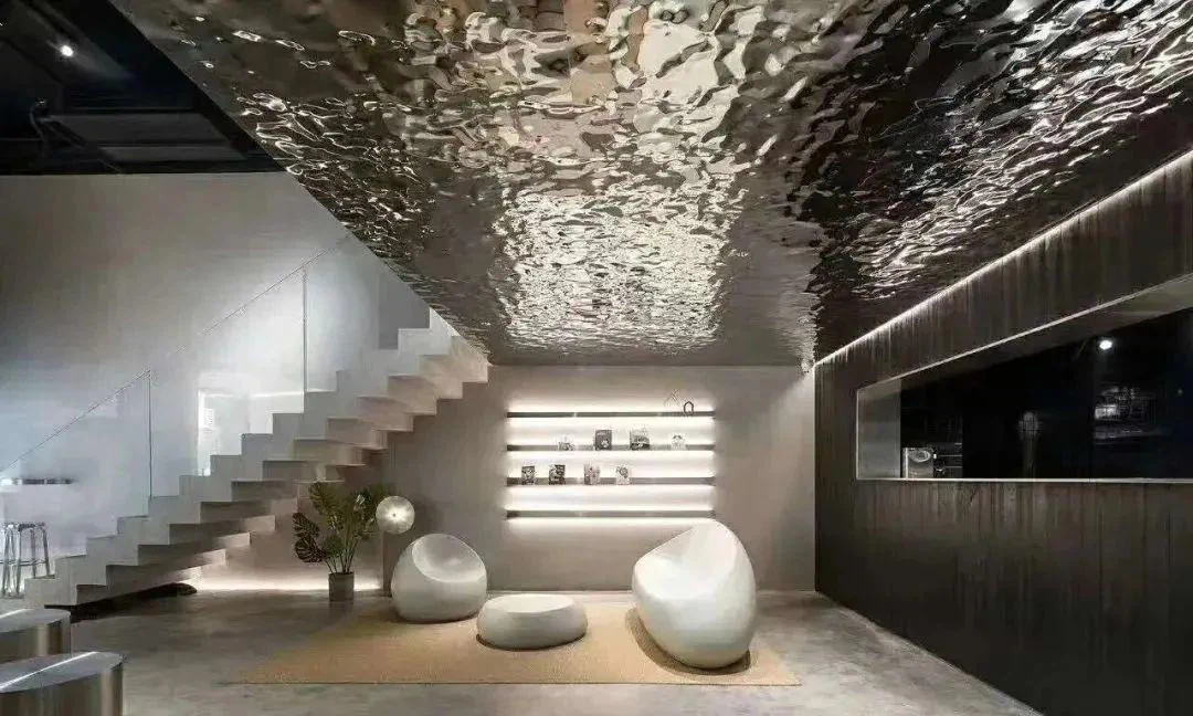 Water Ripple panel installed - ceiling detail