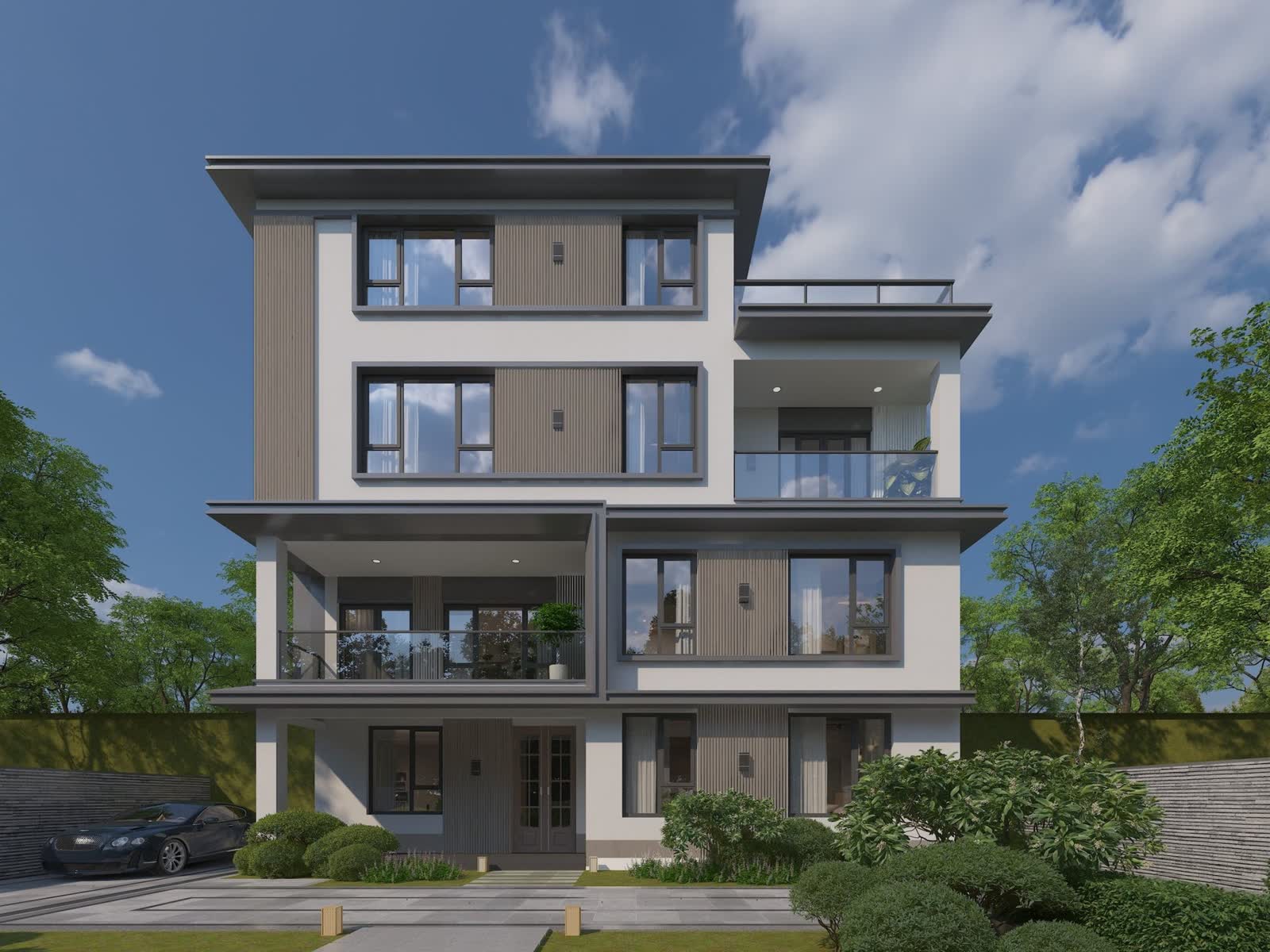 Ancient Wood Composite Wide Exterior Cladding - Full View - San Diego