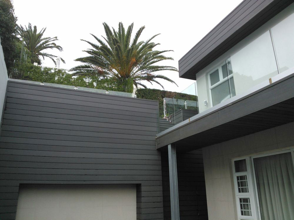 Black Exterior Shiplap Siding Boards Outdoor Wall Panels - Angle View