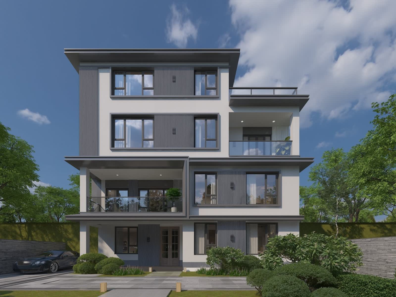 Light Gray Composite Wide Exterior Cladding - Close Up Detail