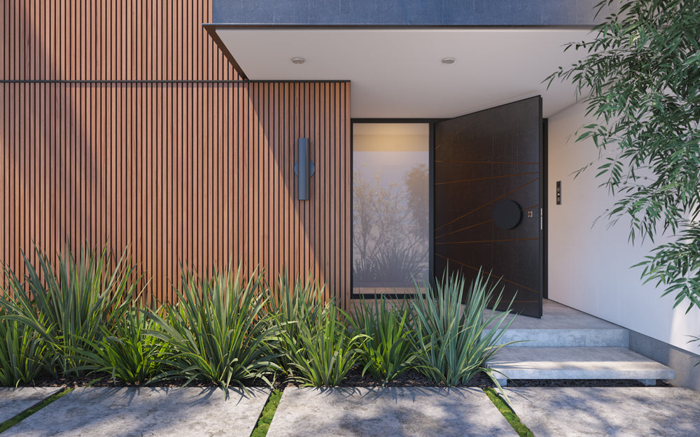 Teak Exterior Slat Wall Paneling For Outdoors - Full View - San Diego