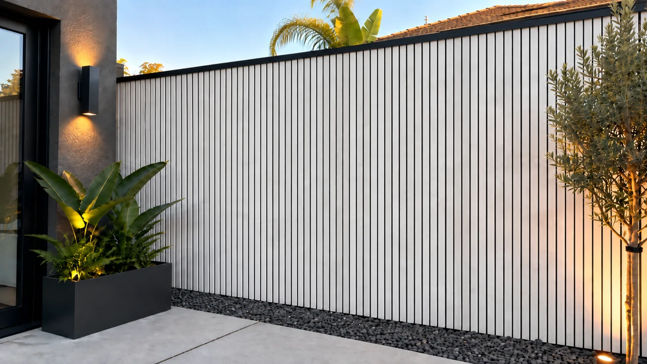 White and Black exterior siding shown in a modern outdoor wall mockup