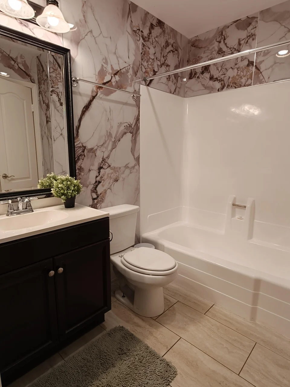 Alpine Ivory installed around a Castle Glen bathroom tub