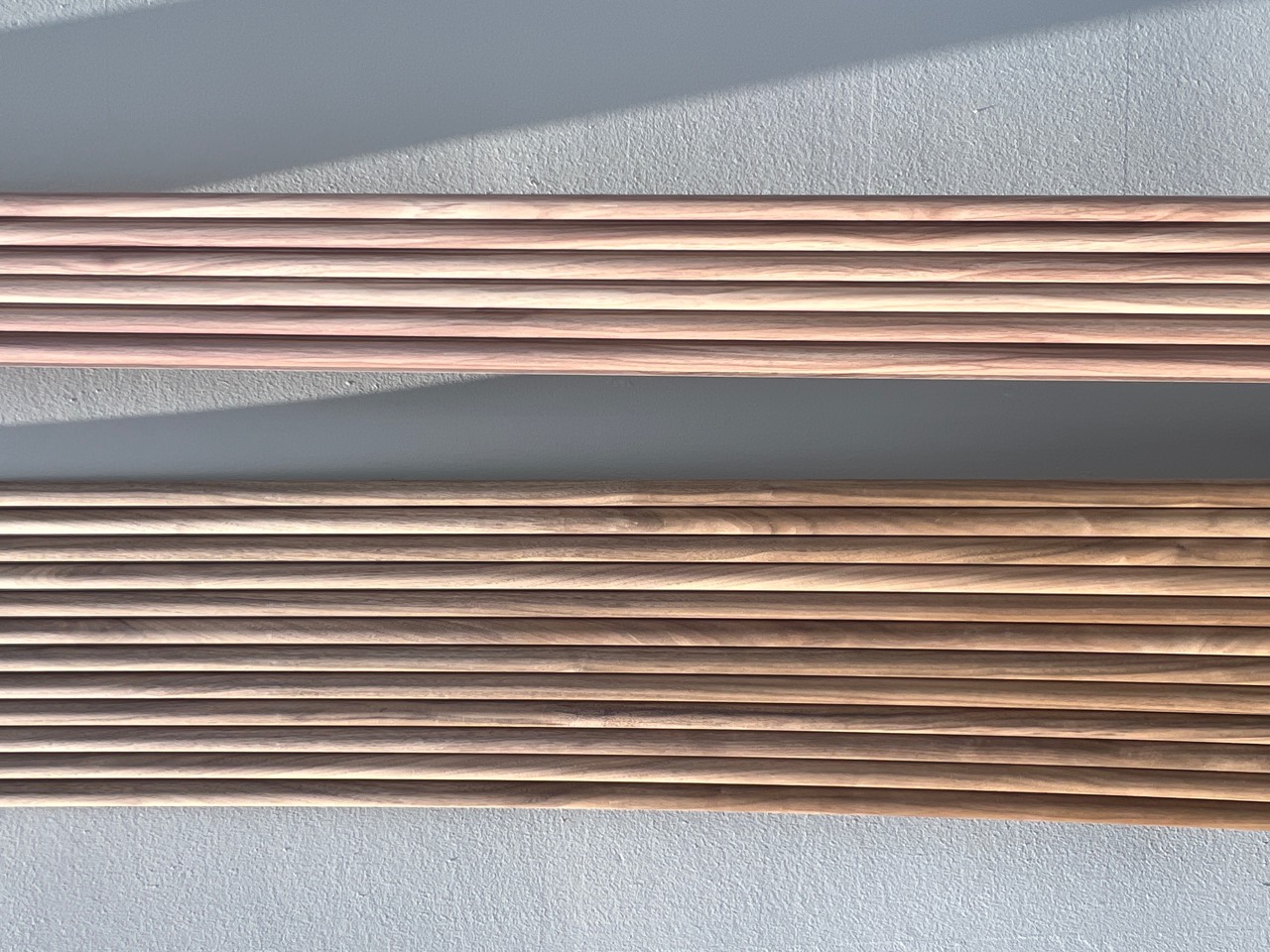 Full-length bamboo veneer panels shown upright