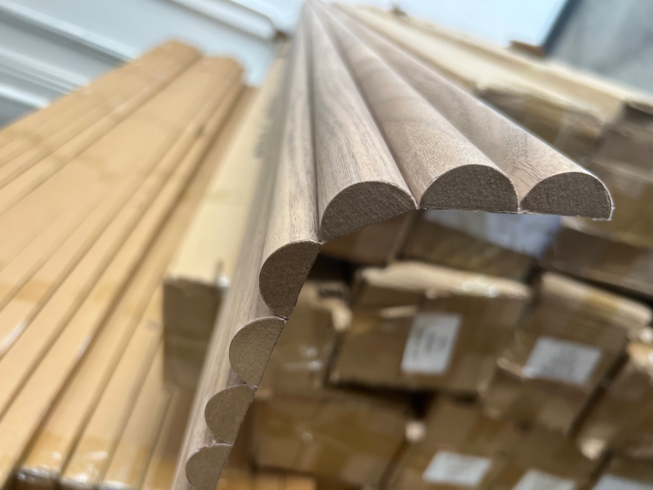 Close-up showing the flexible rounded bamboo veneer profile