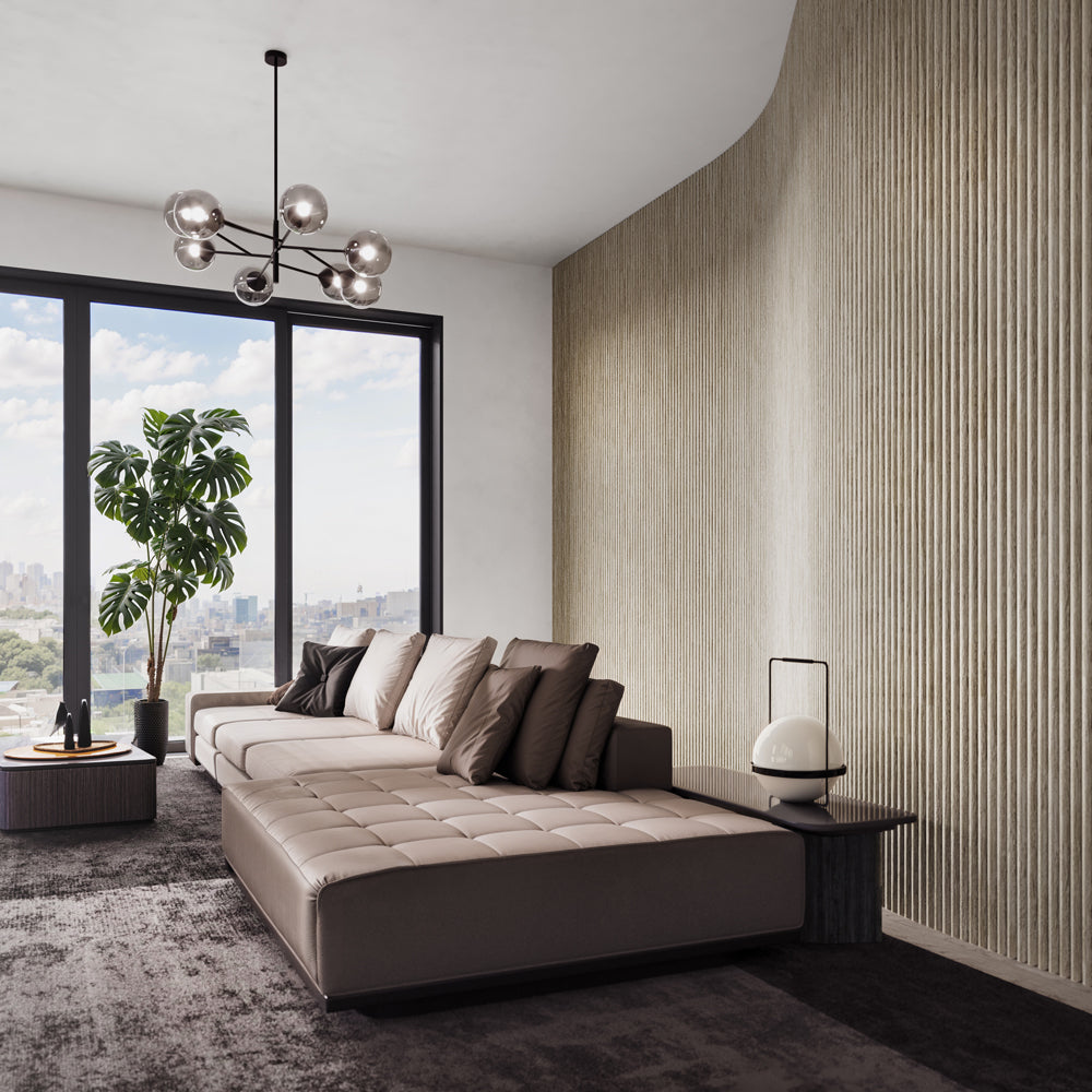 Flexible Walnut Semi-Circle Fluted Panel - Close Up Detail