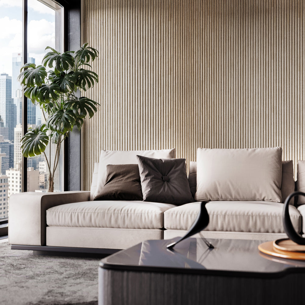 Flexible Walnut Semi-Circle Fluted Panel - Angle View